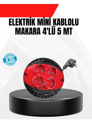Ev ve Ofis Için 5 Metre Kablolu 4 Priz Makarası