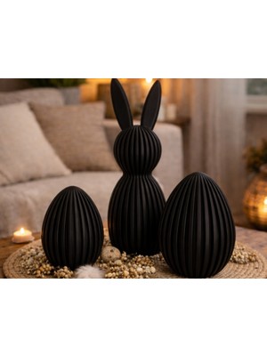 Generic Modern Tasarım 3’lü Dekoratif Paskalya Seti - Antrasit Mat Siyah