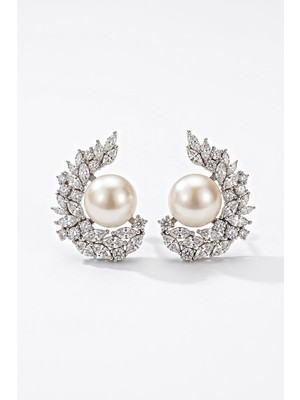 Leifa Jewelry Inci & Swarovski Taşlı 925 Ayar Gümüş Küpe