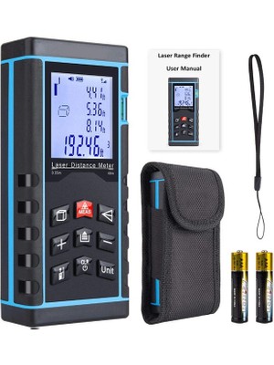 Kuzgun Ticaret Profesyonel 40 Metre Dijital Lazer Metre Ölçer LCD Ekran, Su Terazili, Alan Hacim, Pisagor Hesaplama ve 20 Kayıt Hafızası ( Lisinya )