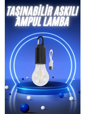Taşınabilir Şarjlı LED Ampul Askılı Lamba Kamp Bahçe Lambası