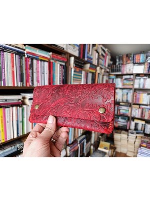 Mahfuz Gerçek Deri Tamamen El Emeği Kadın Cüzdan 22CM*8CM * 1 Kağıt Para Alanı 4 Kart Bölmesi NLU413