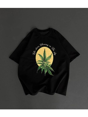 Pileli Store Erkek Baskılı Oversize Bisiklet Yaka Kısa Kol  T-Shirt- Siyah