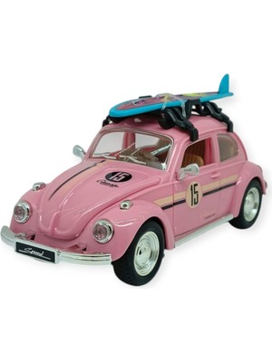 Kuzgun Ticaret Tatil Serisi - Sesli Işıklı Vosvos Araba 18 cm - Pembe (Lisinya)