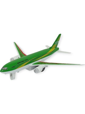 Kuzgun Ticaret Çek Bırak Sesli Işıklı Metal Uçak - 180 - Yeşil (Lisinya)