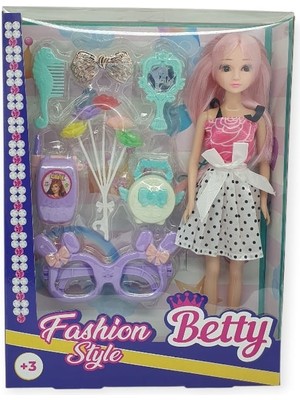 Kuzgun Ticaret Güzellik Seti 7 Parça Aksesuarlı Bebek Seti - Beyaz Etekli (Lisinya)