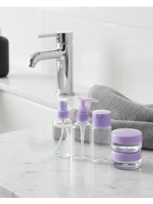 Kuzgun Ticaret 5 Parça Seyahat Banyo Seti 30 ml Şeffaf Taşınabilir Şişe Seti - Lisinya