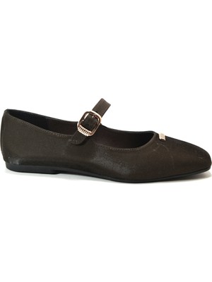 Beety 9014 Kahverengi Tokalı Şık Günlük Kadın Babet Ayakkabı