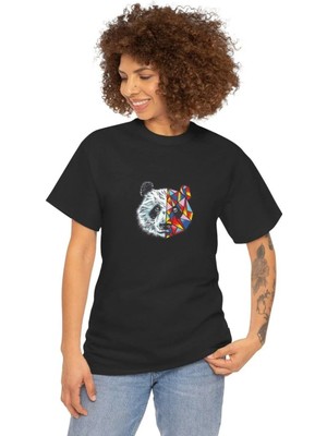 Pileli Store Kadın Bisiklet Yaka Baskılı Kısa Kol  T-Shirt - Siyah