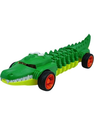 Kuzgun Ticaret Timsah Araba - Otomatik Hareketli Sesli Işıklı 32 cm - Yeşil Timsah (Lisinya)