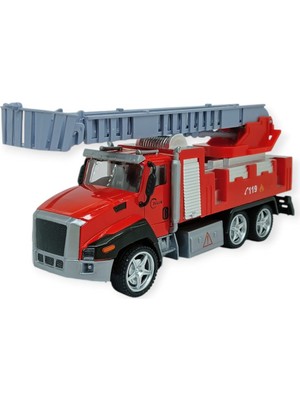 Kuzgun Ticaret Çek Bırak Itfaiye Arabası 21 cm - Merdivenli (Lisinya)