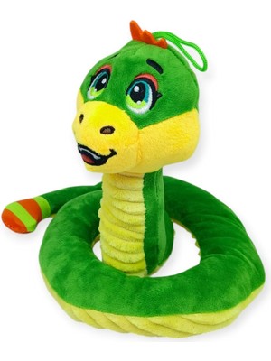 Kuzgun Ticaret Peluş Sevimli Hayvanlar 35 cm - Yeşil Çıngıraklı Yılan (Lisinya)