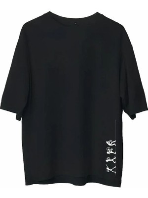 Hobilinka Erkek Baskılı T-Shirt Kısa Kol Bisiklet Yaka Regular Fit Rahat Kalıp Günlük Tişört - Siyah