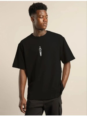 Hobilinka Erkek Baskılı T-Shirt Kısa Kol Bisiklet Yaka Regular Fit Rahat Kalıp Günlük Tişört - Siyah