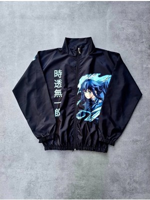 Hobilinka Kadın Fermuarlı Dijital Baskılı Rüzgarlık - Siyah