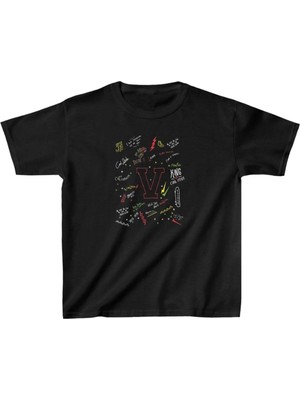 Hobilinka Unisex Çocuk Baskılı T-Shirt - Siyah