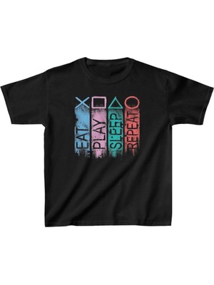 Hobilinka Unisex Çocuk Baskılı T-Shirt - Siyah