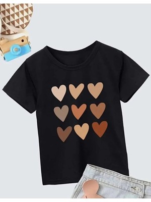 Hobilinka Kız Çocuk Bisiklet Yaka Baskılı T-Shirt - Siyah