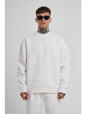 Hobilinka Erkek Biskilet Yaka Üç Iplik Sweatshirt - Beyaz