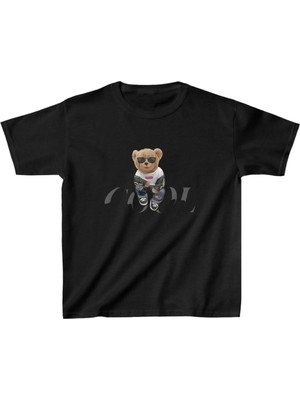 Hobilinka Unisex Çocuk Baskılı T-Shirt - Siyah