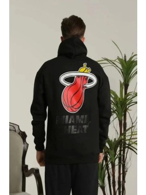 Hobilinka Erkek Kapşonlu Baskılı Sweetshirt - Siyah