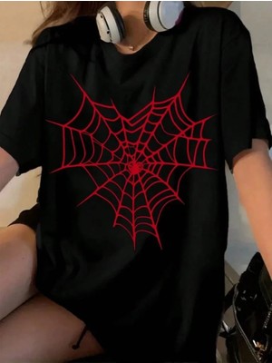 Hobilinka Baskılı Kadın Kısa Kol  T-Shirt - Siyah