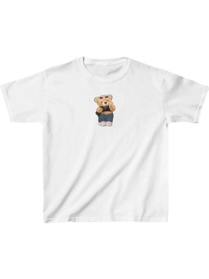 Hobilinka Unisex Çocuk Baskılı T-Shirt - Beyaz