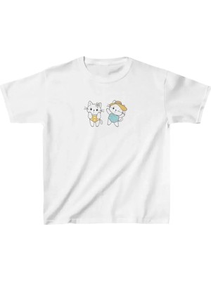 Hobilinka Unisex Çocuk Baskılı T-Shirt - Beyaz