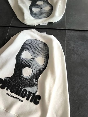 Hobilinka Kadın Üç Iplik Kışlık Bisiklet Yaka Baskılı Sweatshirt - Beyaz