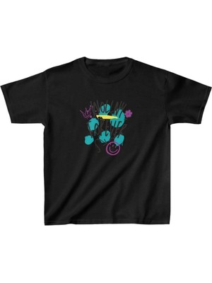 Hobilinka Unisex Çocuk Baskılı T-Shirt - Siyah