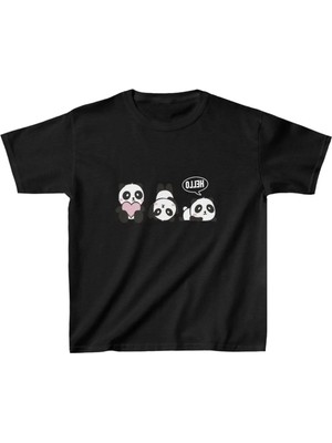 Hobilinka Unisex Çocuk Baskılı T-Shirt - Siyah