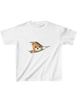 Hobilinka Unisex Çocuk Baskılı T-Shirt - Beyaz