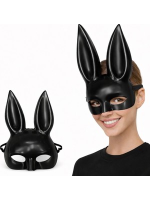 Kuzgun Ticaret Uzun Kulaklı Siyah Lüks Tavşan Maskesi