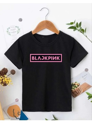 Hobilinka Kız Çocuk Bisiklet Yaka Baskılı T-Shirt - Siyah