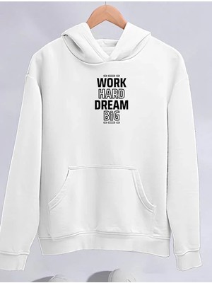 Hobilinka Kadın Kışlık Üç Iplik Pamuklu Kapüşonlu Sweatshirt - Beyaz