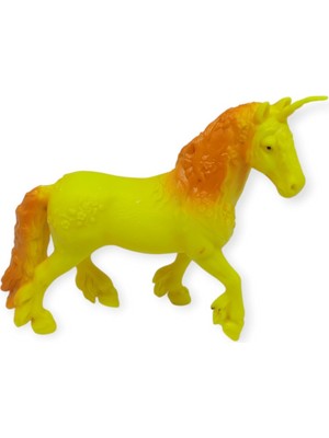 Kuzgun Ticaret Çiftlik Hayvanları Serisi - Efsanevi Unicorn 12 cm - Sarı - Turuncu (Lisinya)