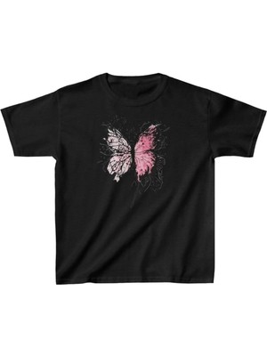 Hobilinka Çocuk Kız Baskılı T-Shirt - Siyah