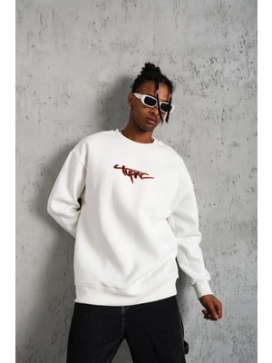 Hobilinka Erkek 3 Iplik Gangster Baskılı Sweatshirt - Beyaz