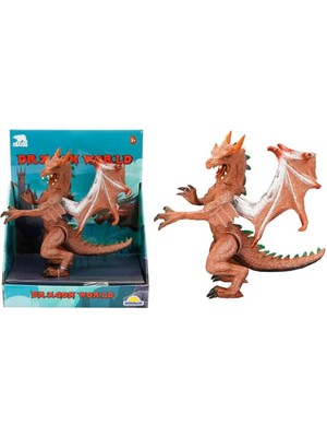Kuzgun Ticaret Standlı Ejderha Figürü  13 cm - Kahverengi (Lisinya)
