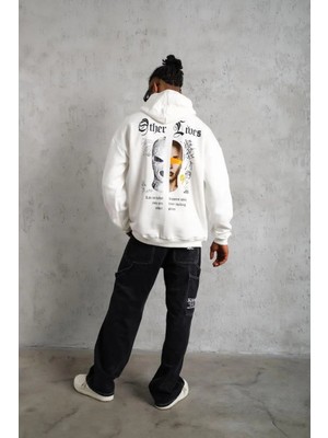 Hobilinka Erkek Oversize Üç Iplik Şardonlu Kapüşonlu Baskılı Sweatshirt