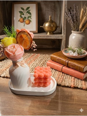 Velmor Candle Dekoratif Vazo Set ve Bubble Aşk Mumu