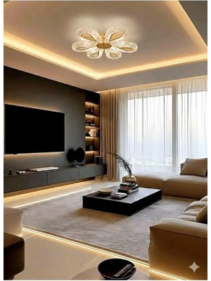 Aura Lıghtıng Damla Gold Model 6'lı Tavana Sıfır 3renk LED Modern Salon/antre Avizesi Beyaz Sarı Günışığı