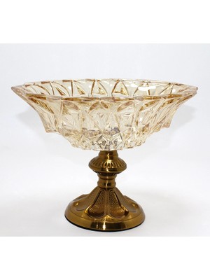 Balkan Grup Gold Detaylı Eskitme Ayaklı Dekoratif Cam Sunumluk