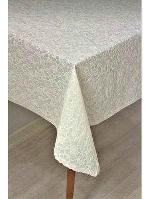 Üks Dantel Görünümlü Pvc Muşamba Masa Örtüsü - Sıvı Geçirmez & Silinebilir Güpürlü Mutfak Örtüsü 120X152