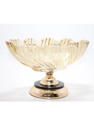 Balkan Grup Lüks Ayaklı Kristal Cam Gondol Sunumluk Gold Detaylı