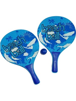 Kuzgun Ticaret Beach Ball Tahta Raket - 3394 - Mavi (Lisinya)