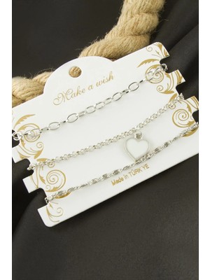 Kalp Zincir Bileklik 3 Adet Nemere