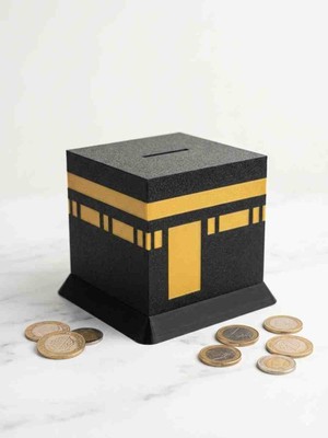 Multiogz ✦ Kabe Modeli Kumbara – Hac ve Umre Birikim Kumbarası Dekoratif Para Kutusu Siyah 3D Baskı Pla