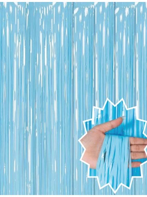 Magicool Soft Mavi Püsküllü Kapı Perdesi - Parti, Baby Shower, Sünnet Süsü, Cinsiyet Partisi 1x2 M
