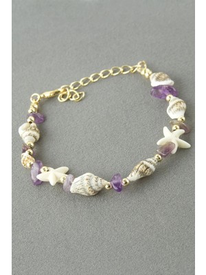 Deniz Kabuğu Kırık Doğaltaş Bileklik Nemere